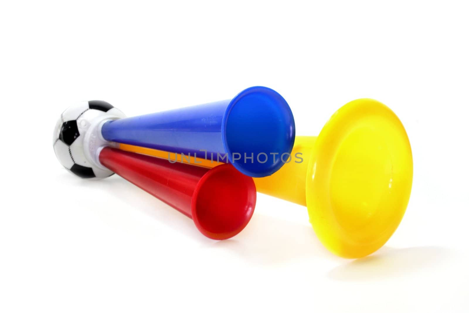 colorful football hooter on a white background