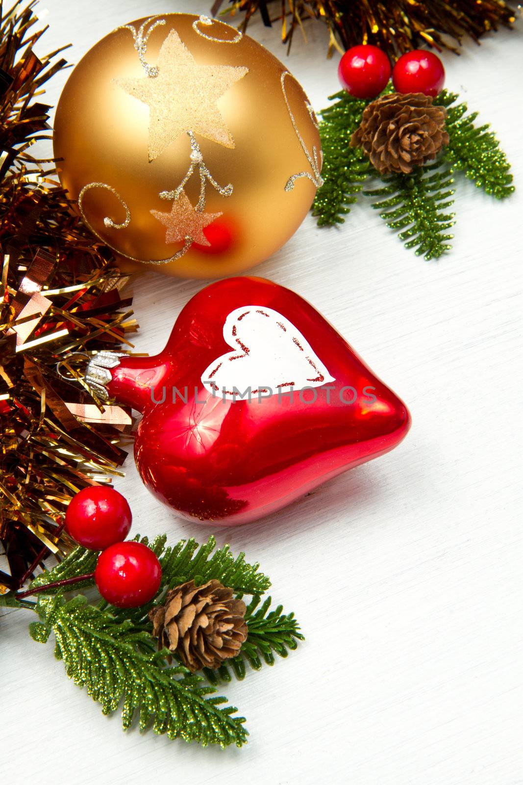 christmas decoration on wooden table