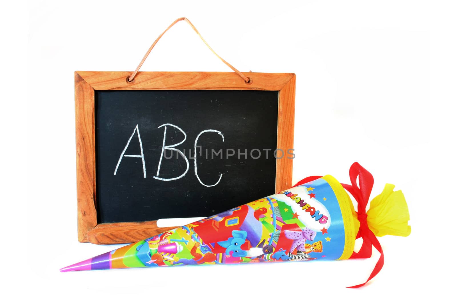 a school cone with blackboard on white background