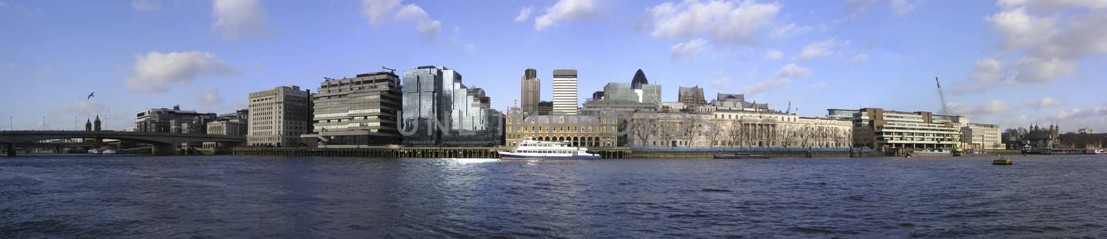 London City architecture from the Thames river