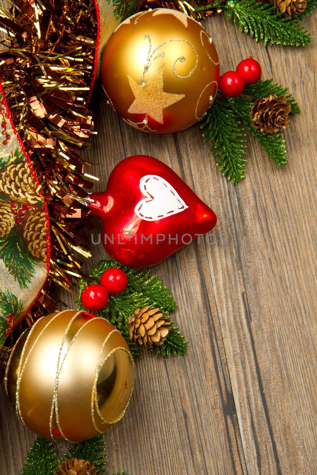 christmas decoration on wooden table