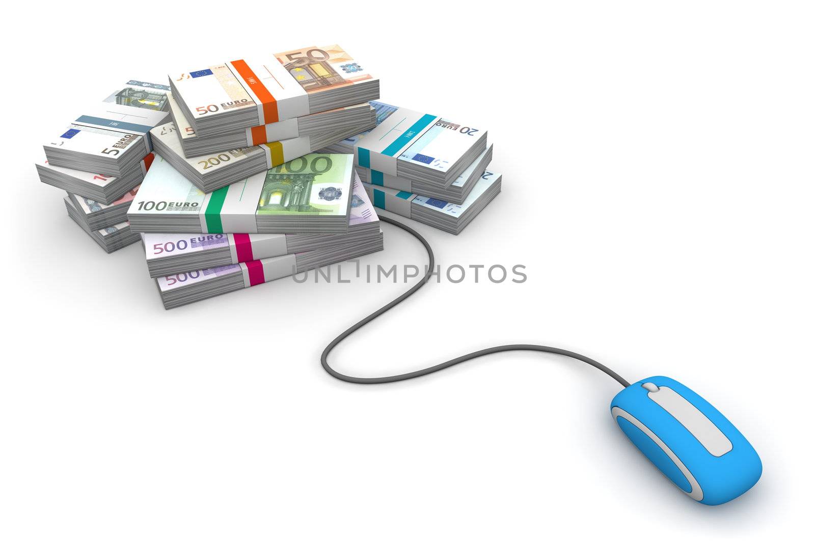 Online Cash - Blue Mouse and Euro Cash Packets by PixBox