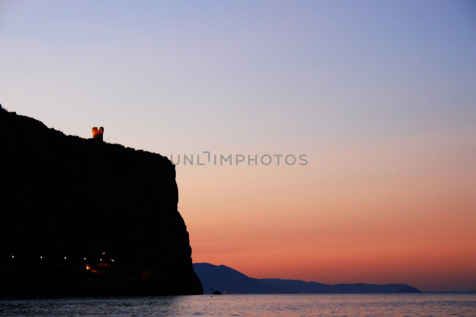 in the sea at a a sunset