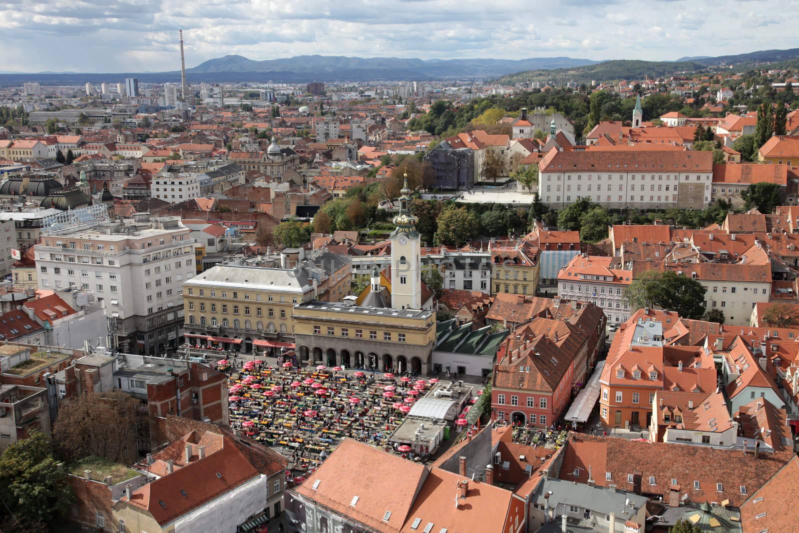 Aerial view of Zagreb, the capital of Croatia by atlas