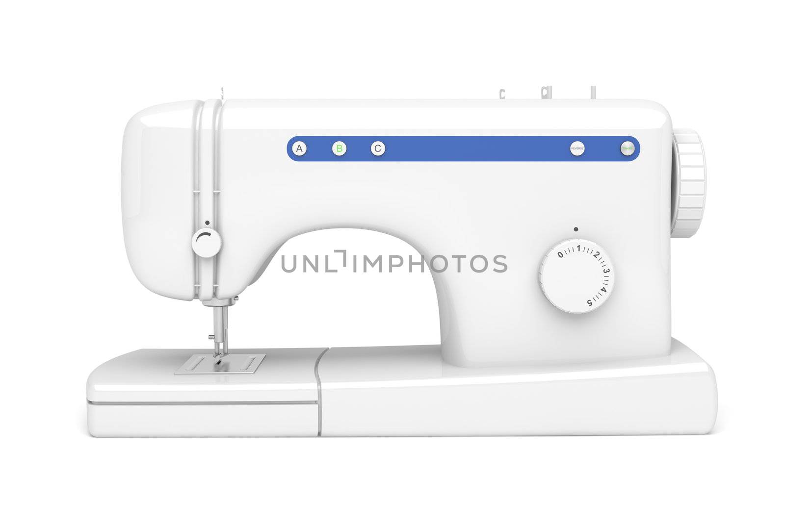 Sewing machine on white background. 3d image.