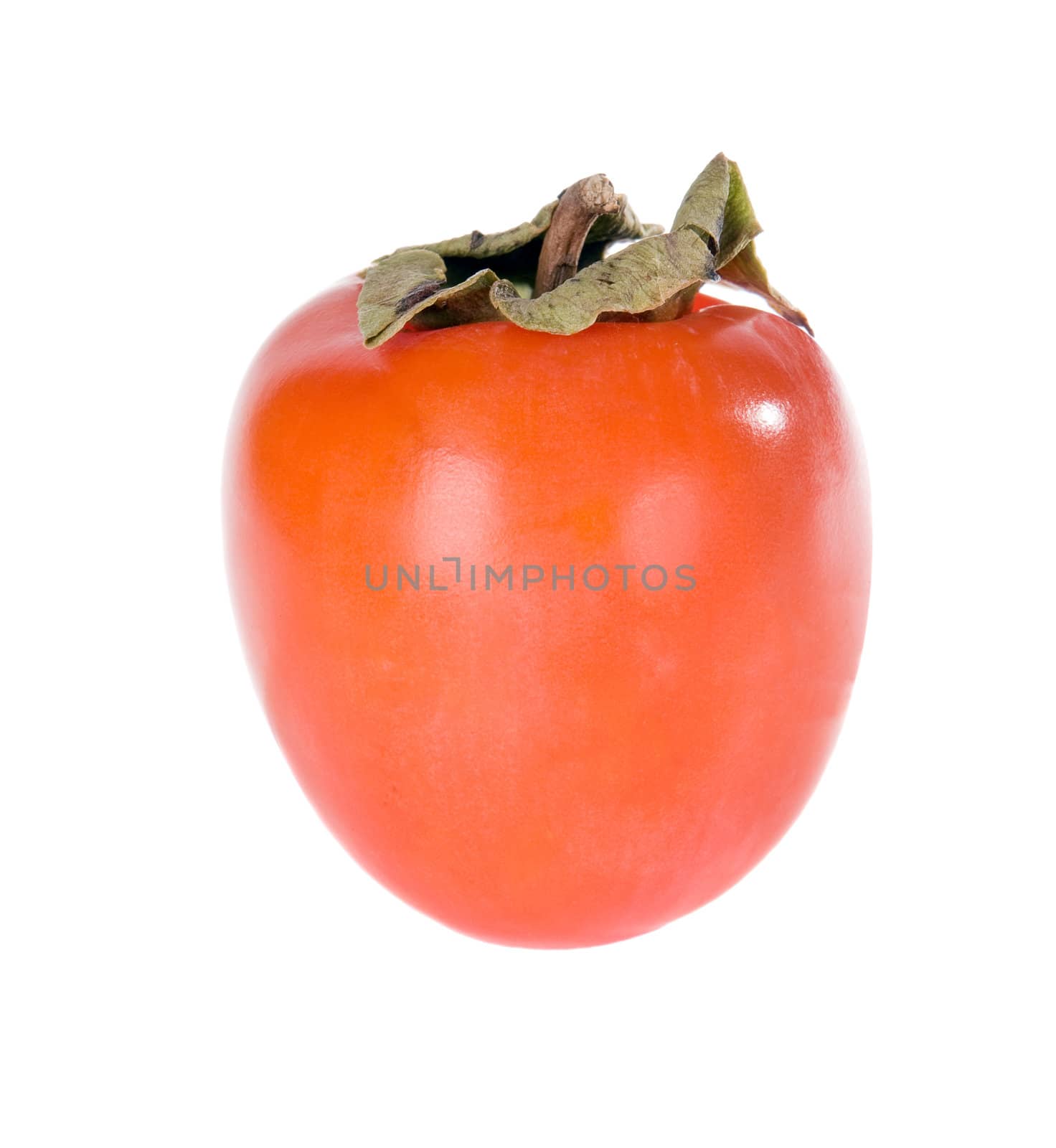 A ripe persimmon isolated on white background