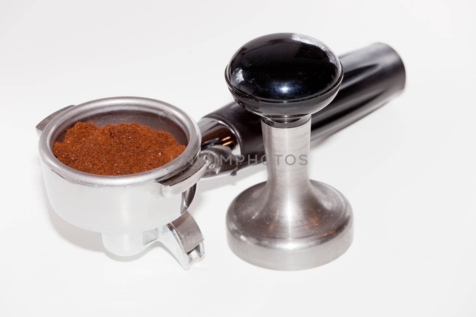 Coffee grains in an espresso holder