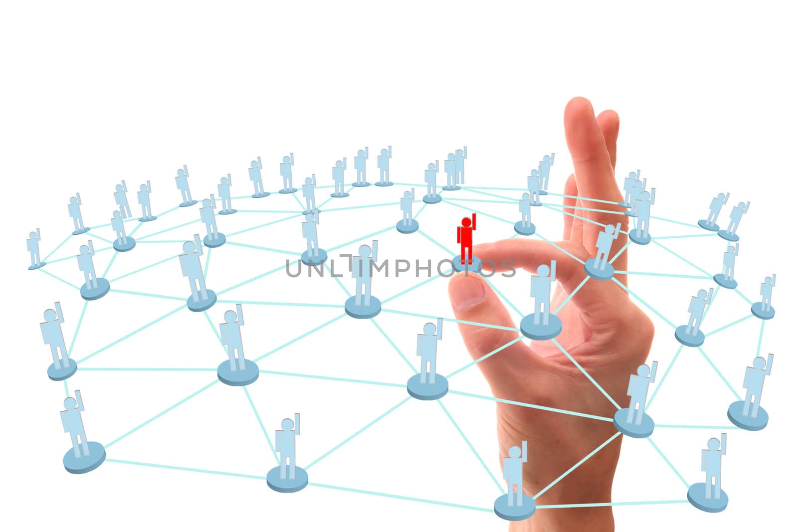 hand point to social network connection  by rufous