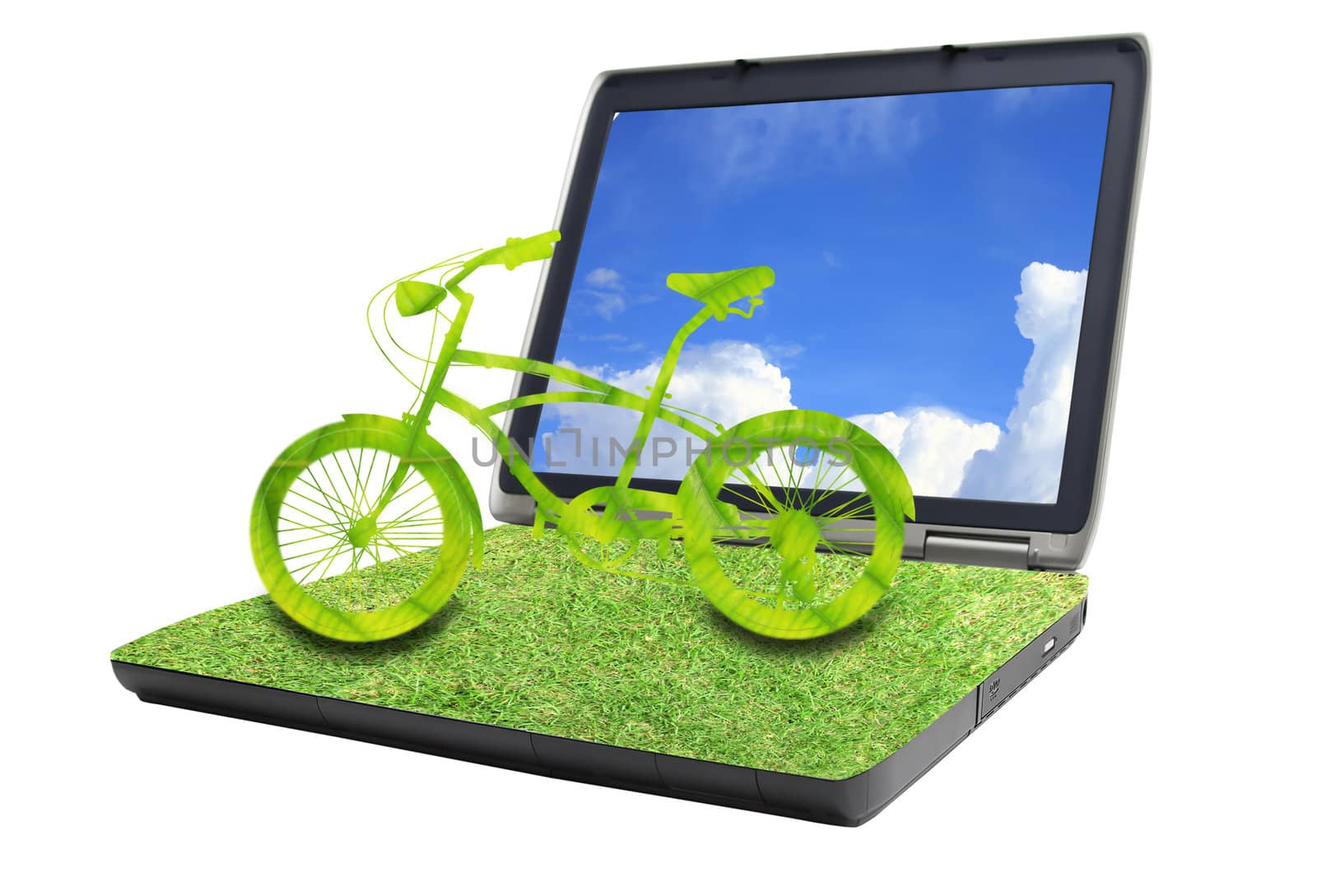 bike on grass laptop by rufous