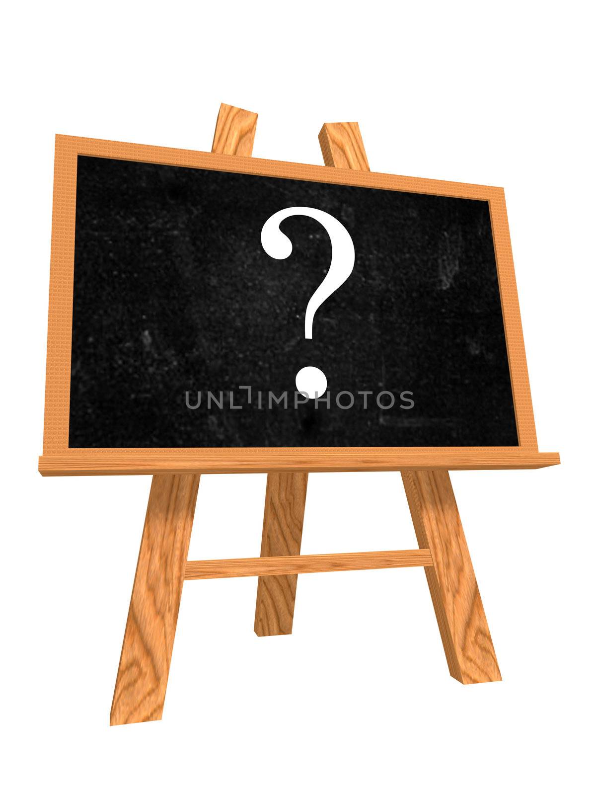 3d isolated blackboard with easel with questions sign