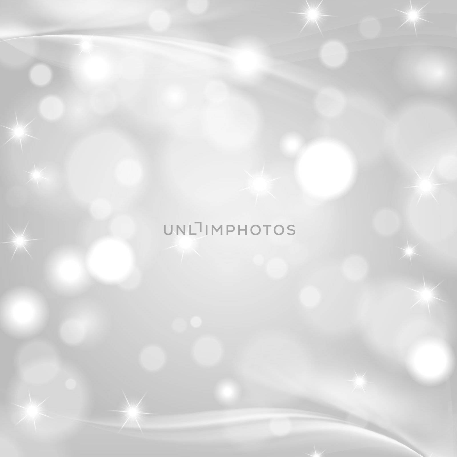 Christmas white grey background with stars and blurs