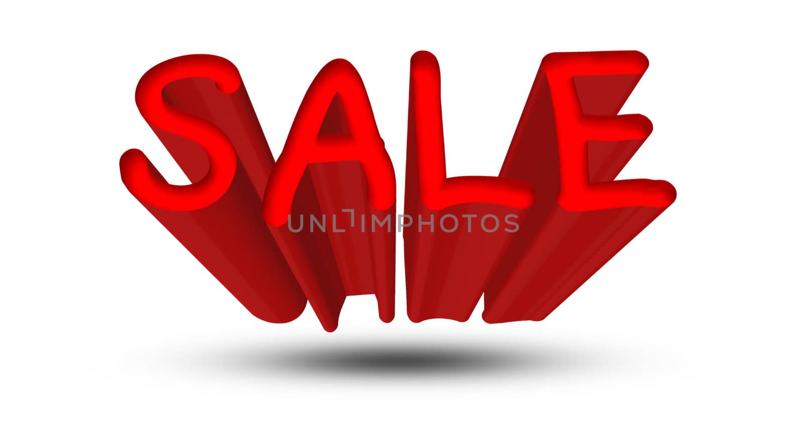 bright red SALE 3d-text isolated on white background