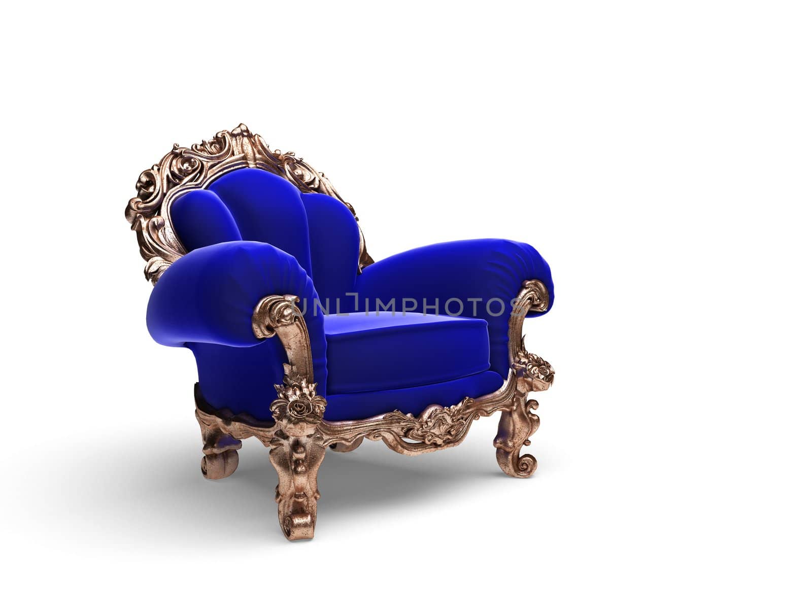 isolated classic golden chair made in 3D