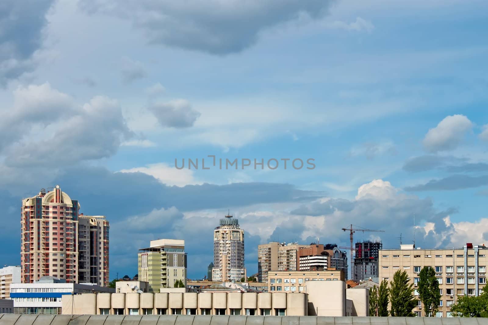 Modern buildings in the central part of the capital of Ukraine Kyiv