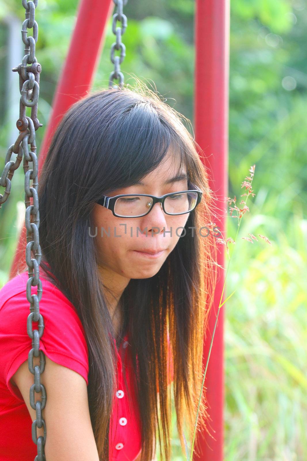 Asian woman in a sad mood