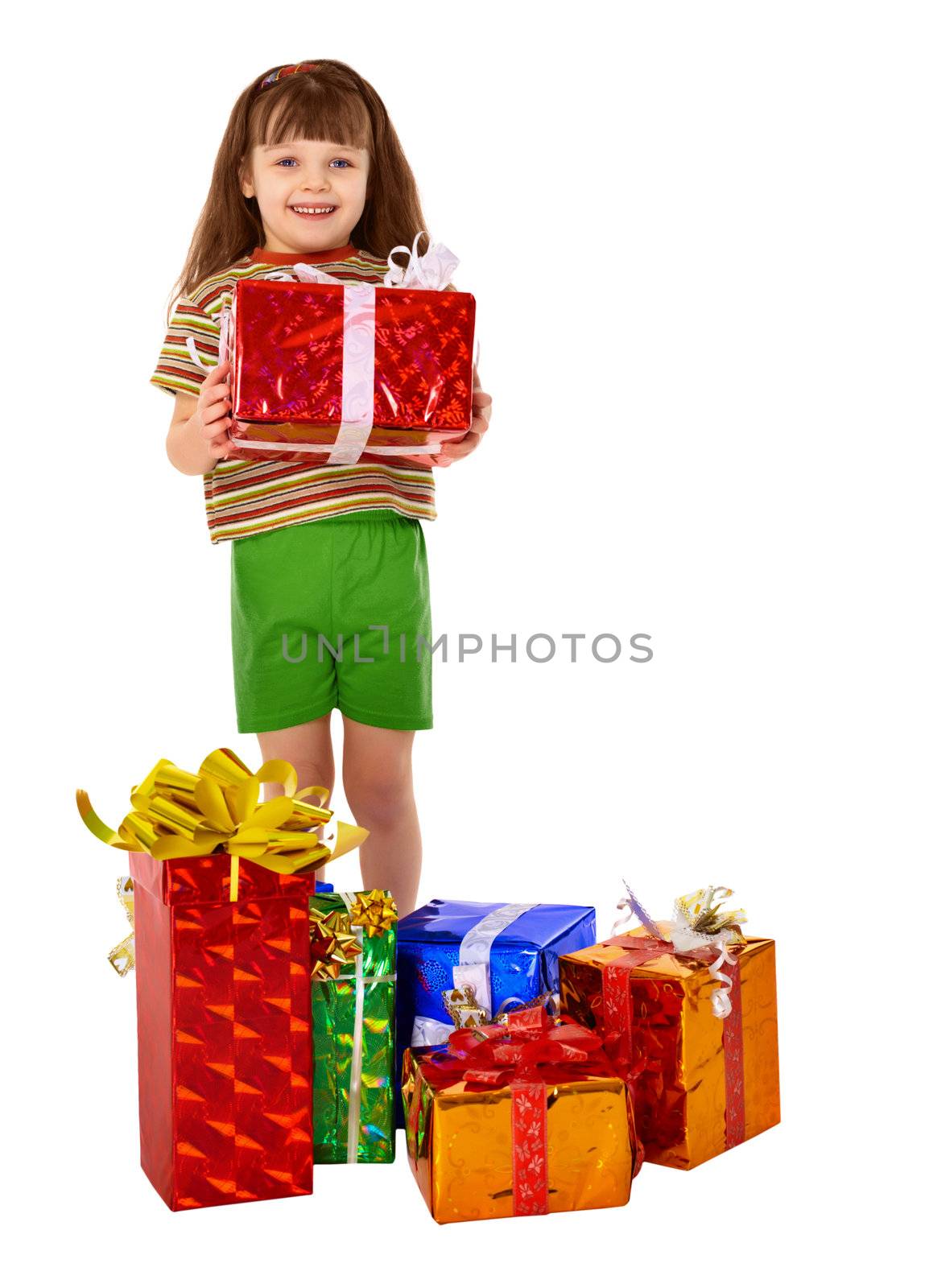 The girl got a lot of gifts for the holiday
