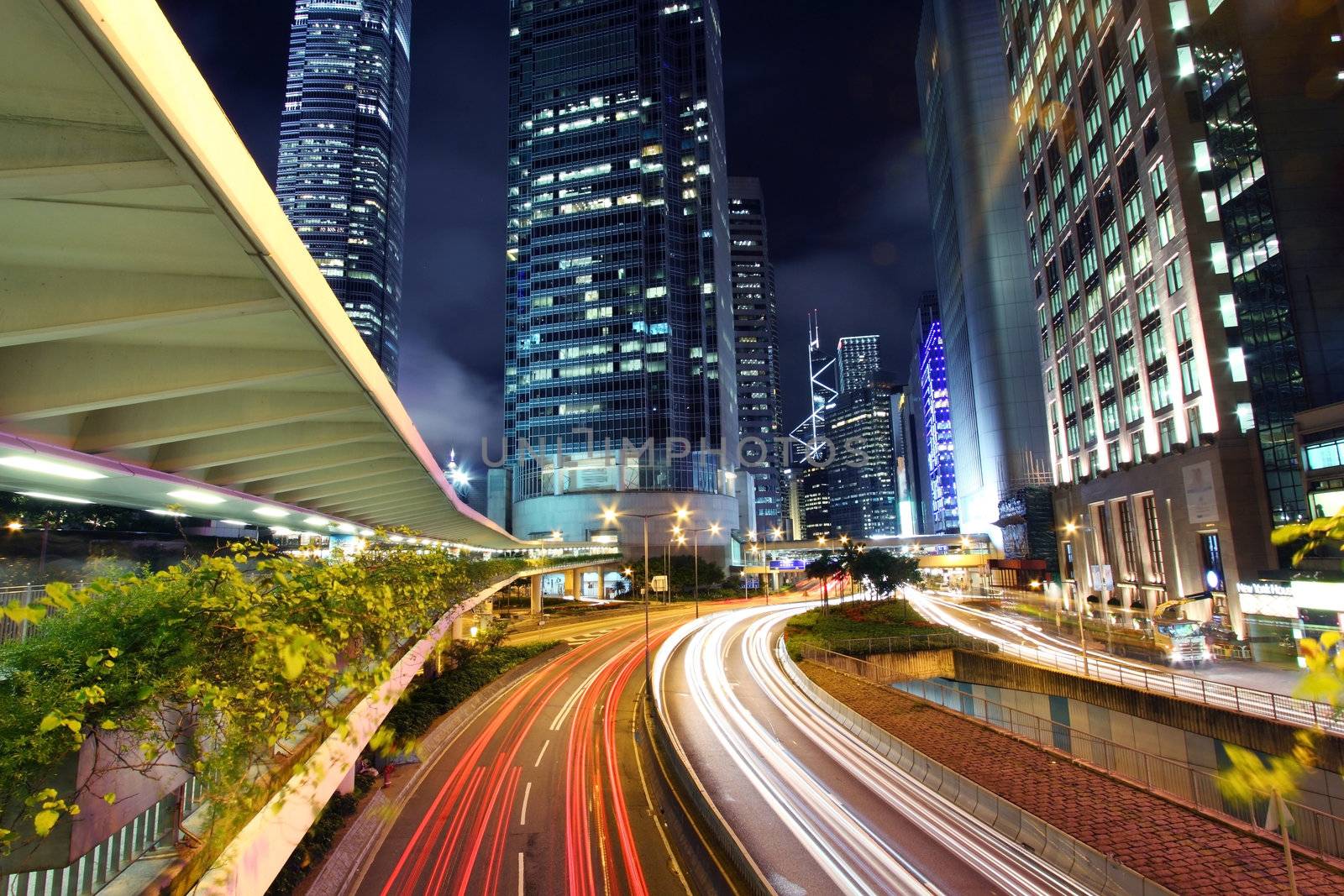 Traffic in city at night by kawing921