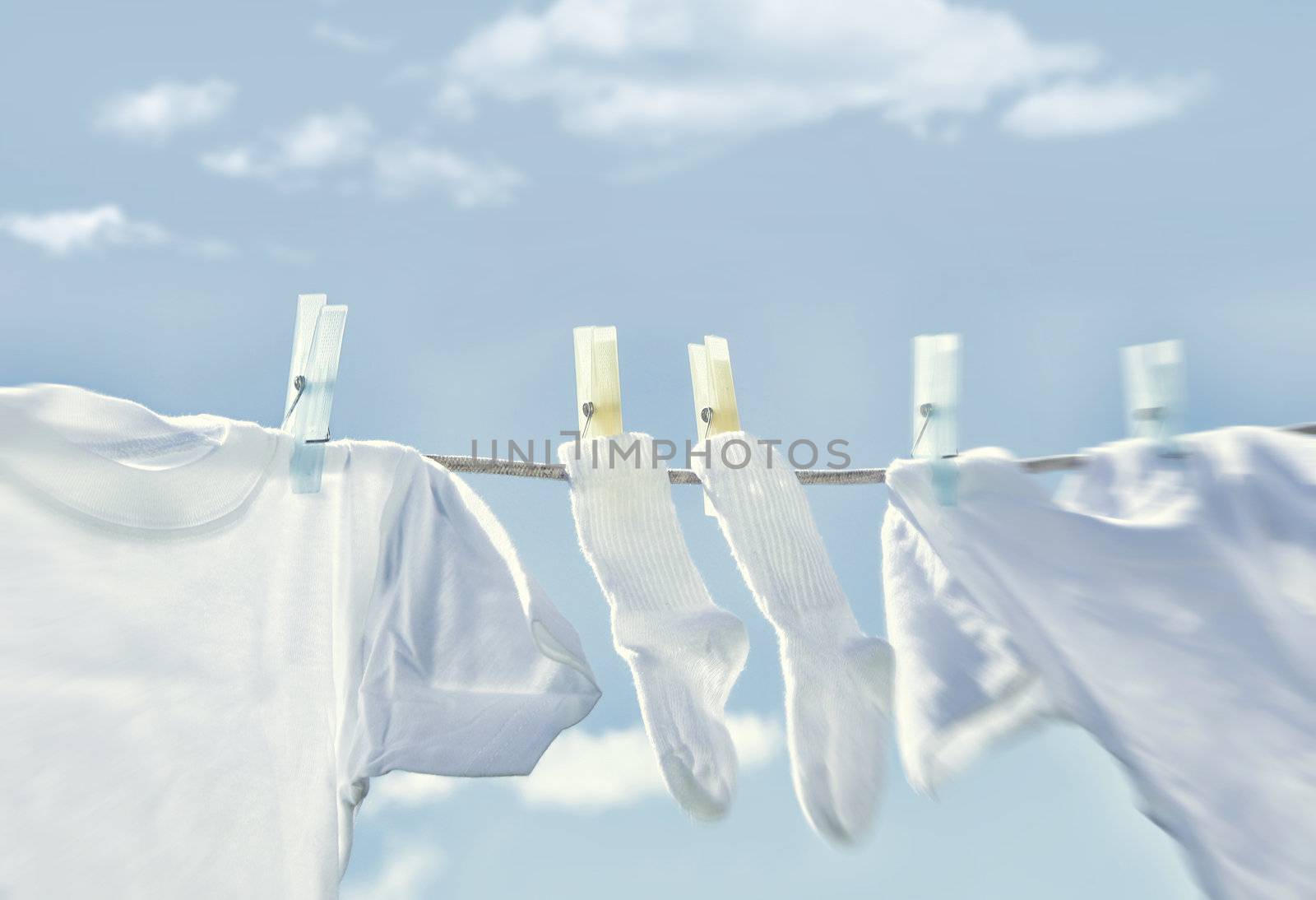 Clothes hanging on wash line