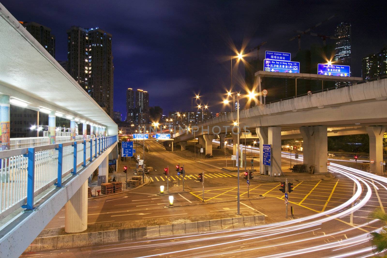 Traffic in city at night