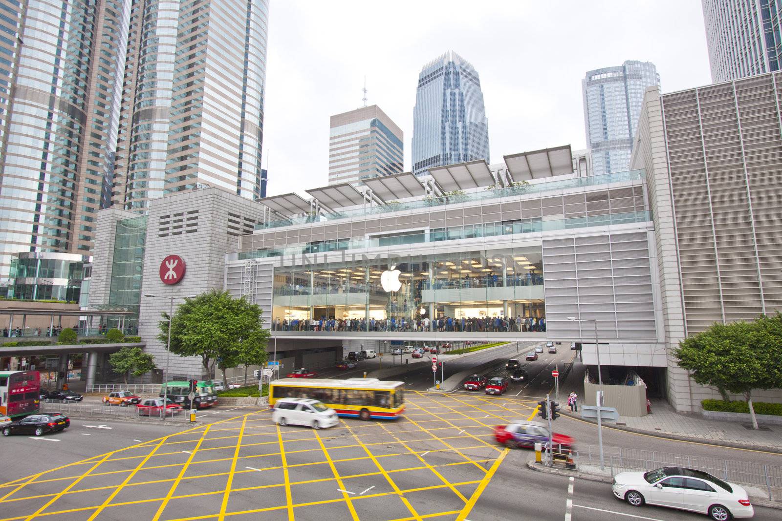 HONG KONG - SEPT 25, Apple Inc. opened its long-awaited first store in Hong Kong on 25 Sepetember, 2011. The store is located on two floors linked by a glass spiral staircase in Hong Kong Central district. There are many fans rushing inside the store.