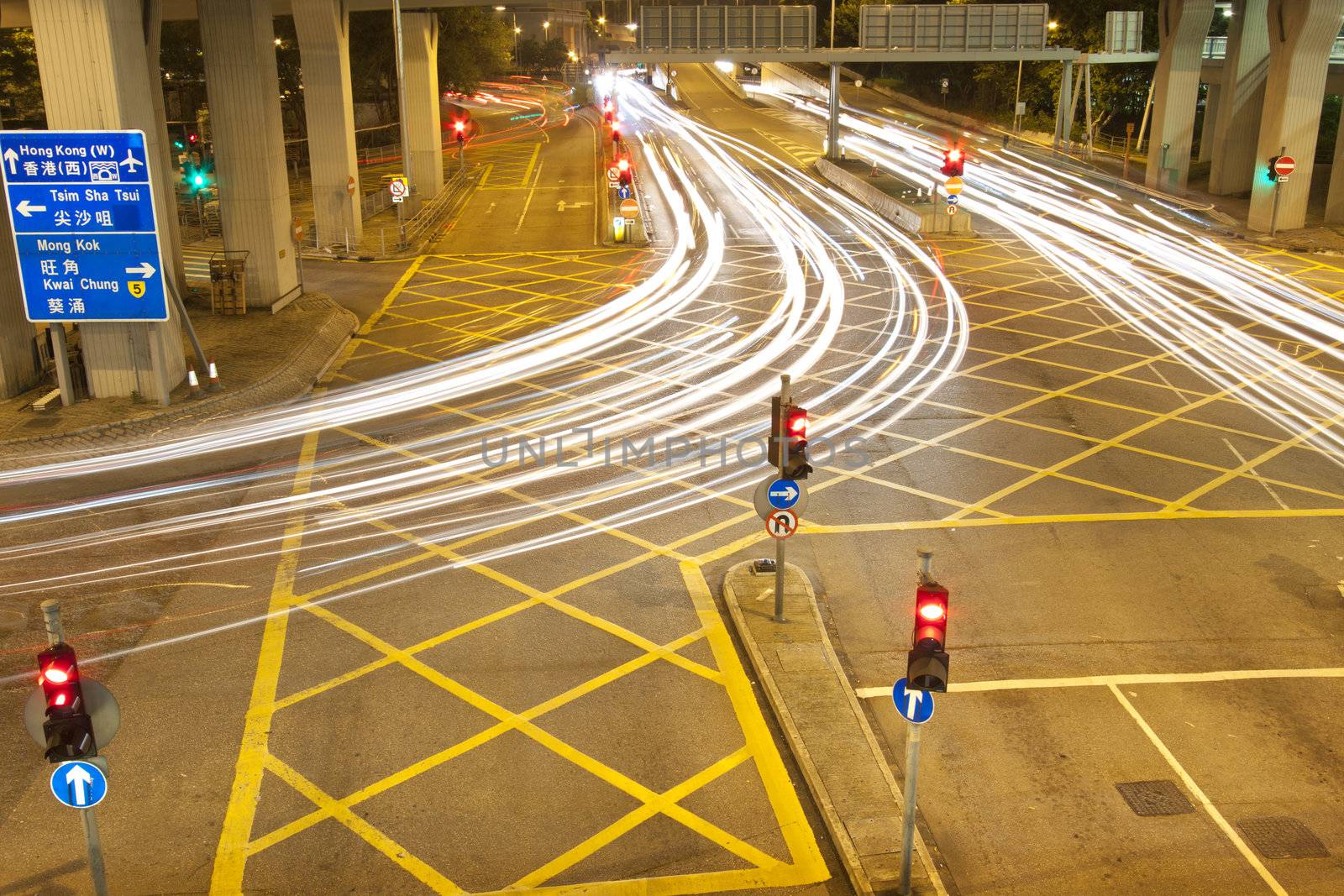 Traffic in Hong Kong at night