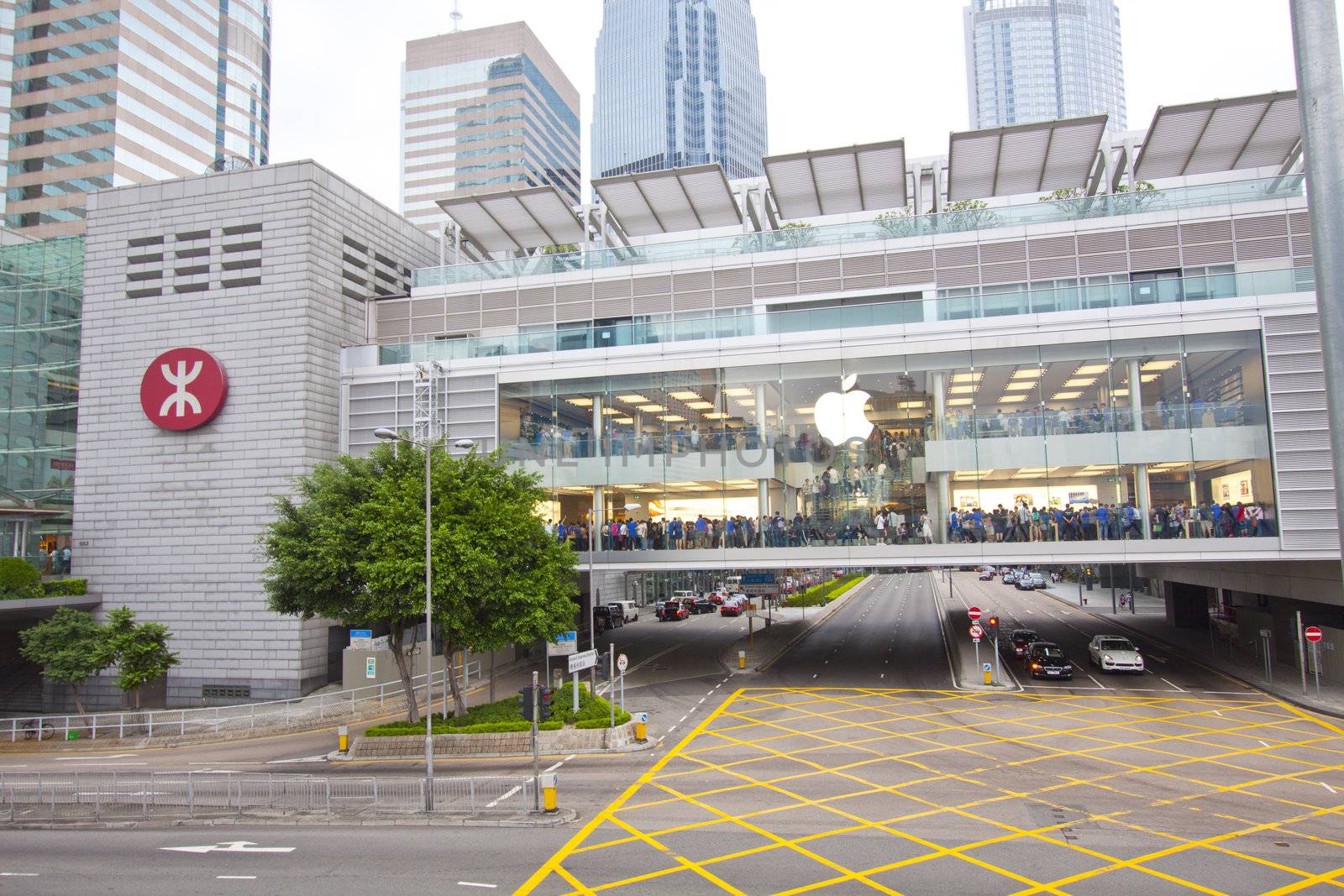 HONG KONG - SEPT 25, Apple Inc. opened its long-awaited first store in Hong Kong on 25 Sepetember, 2011. The store is located on two floors linked by a glass spiral staircase in Hong Kong Central district. There are many fans rushing inside the store.