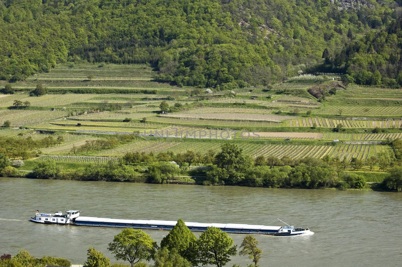 Cargo Ship in the Danube Valley, Lower Austria