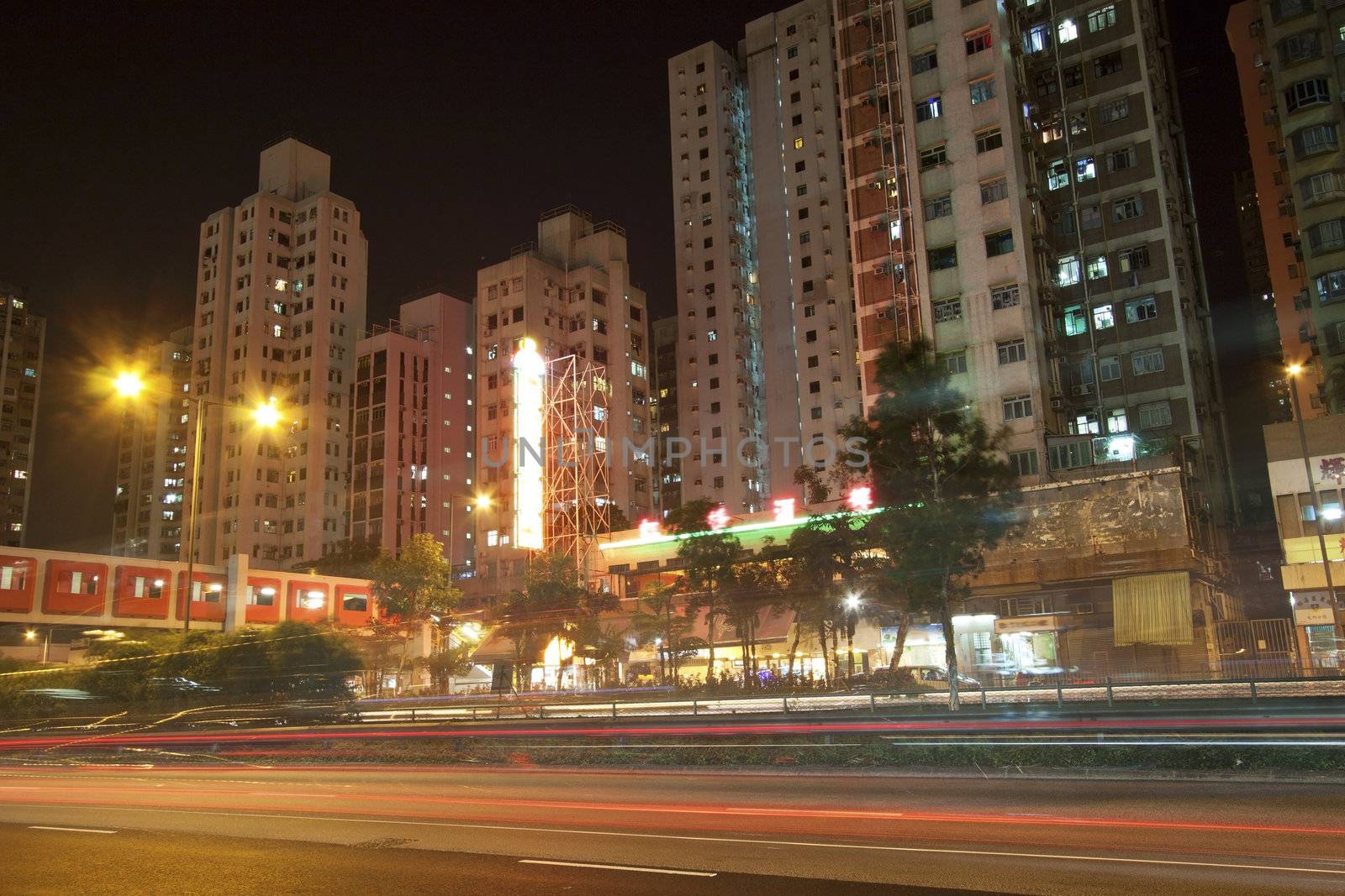 Hong Kong downtown at night by kawing921
