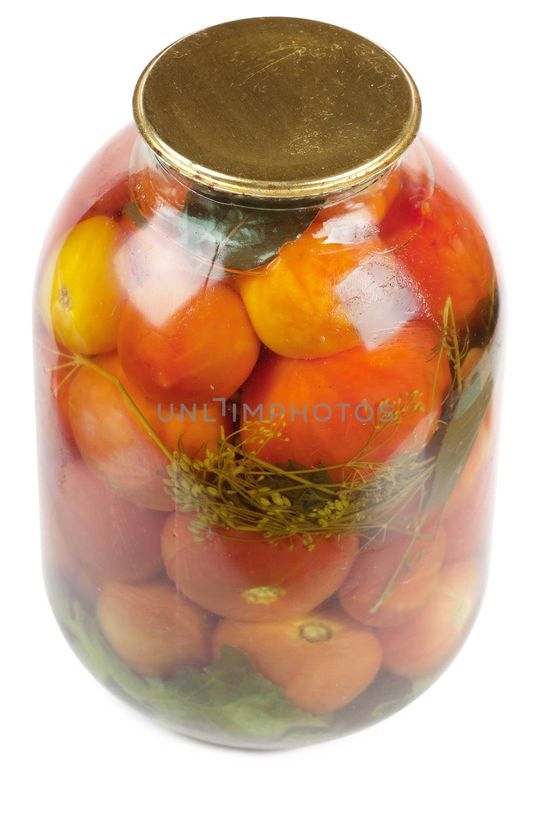 Jar of tomatoes isolated over white background