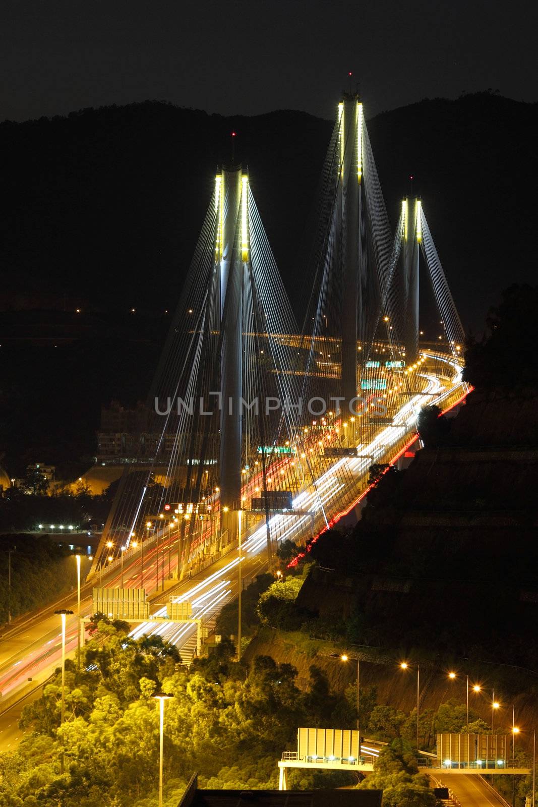 Ting Kau Bridge at night by kawing921