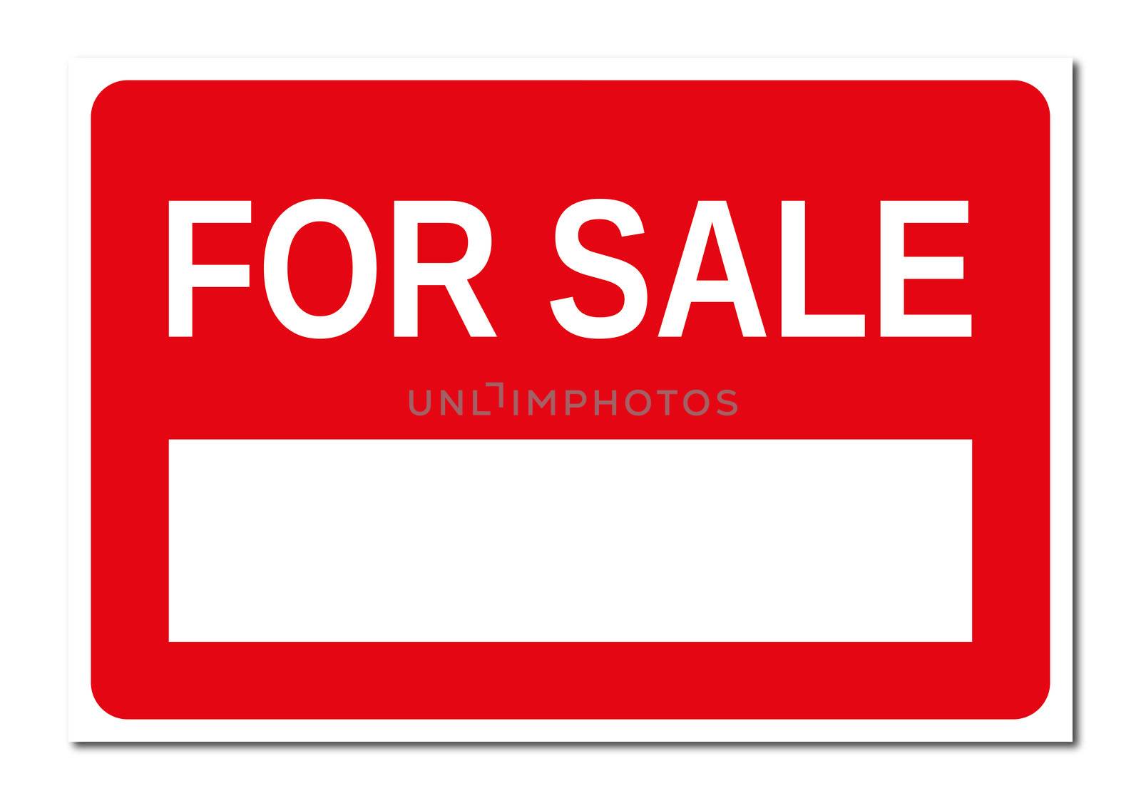 Real estate red and white for sale signboard