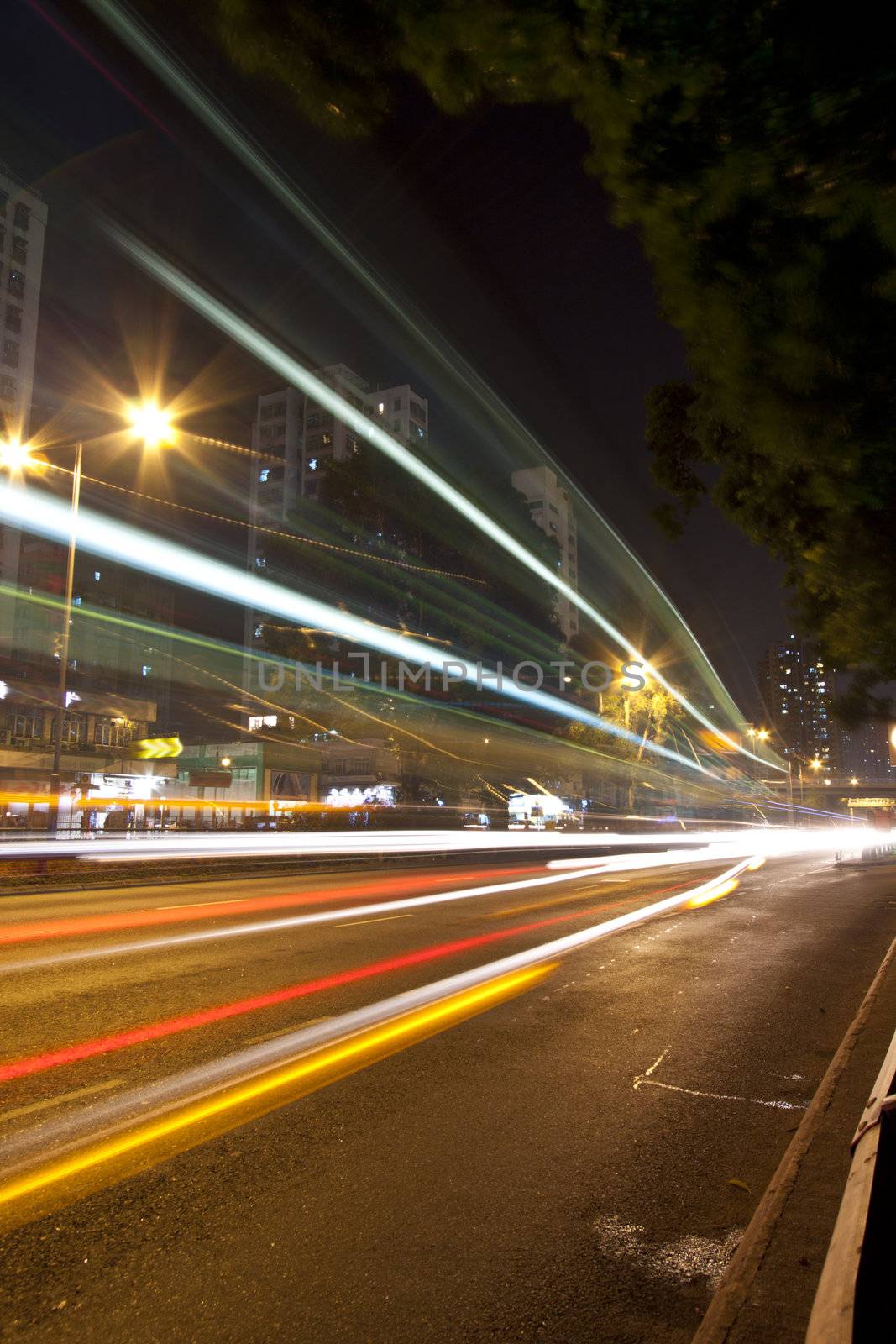 Traffic in Hong Kong at night