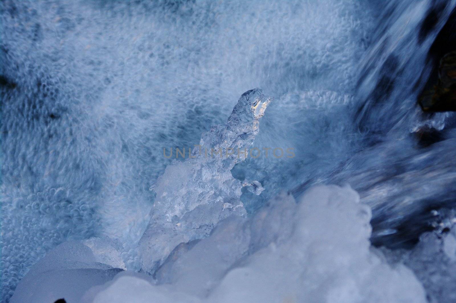 a icy waterfall in a small brook