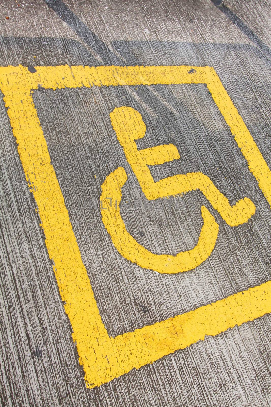 Disabled sign board on the way