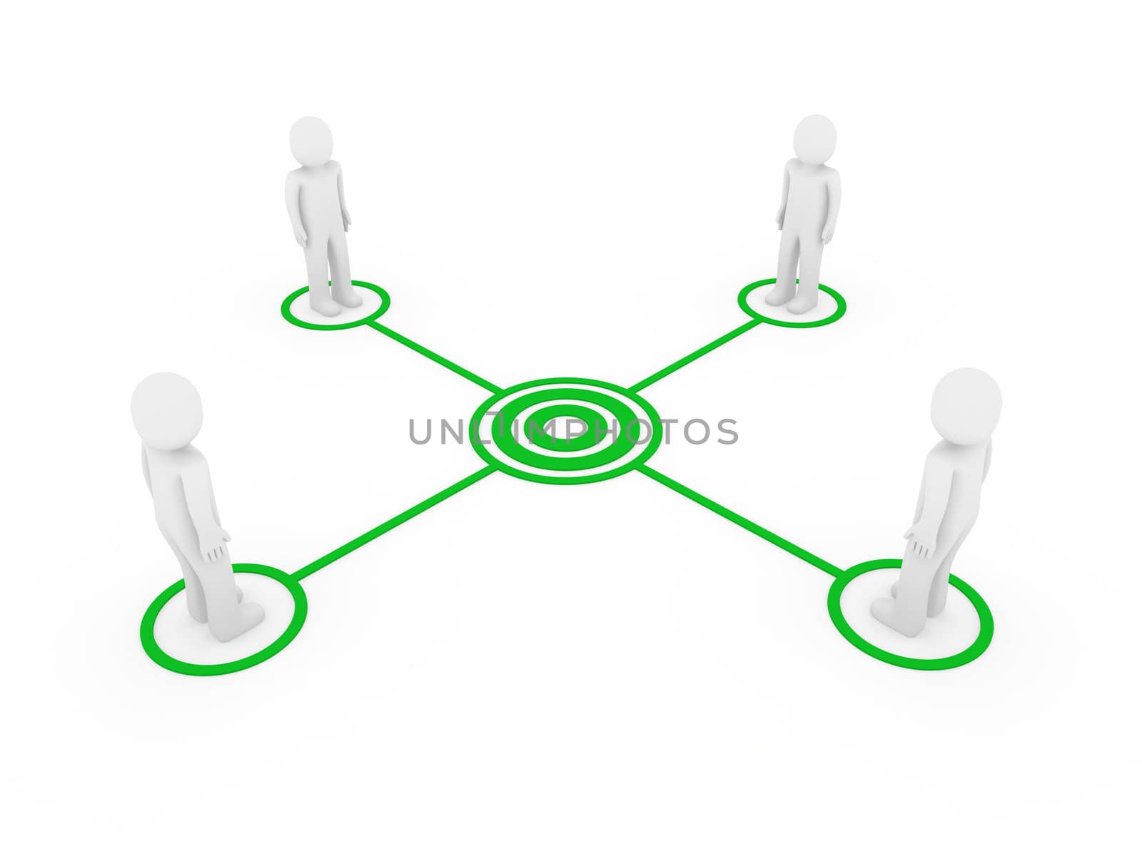 3d human men connection team teamwork circle green