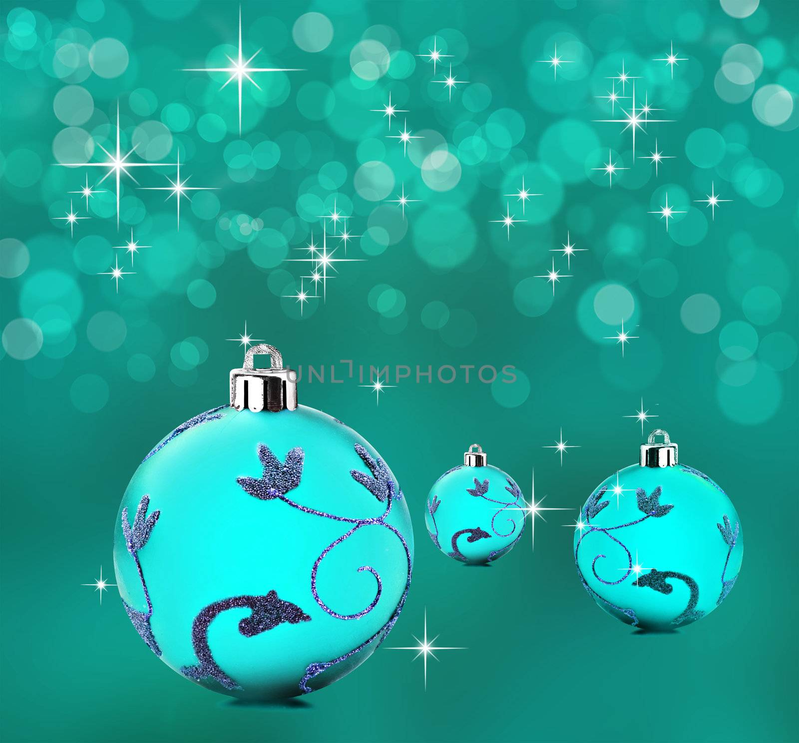Blue christmas background with decorative bauble balls by tish1