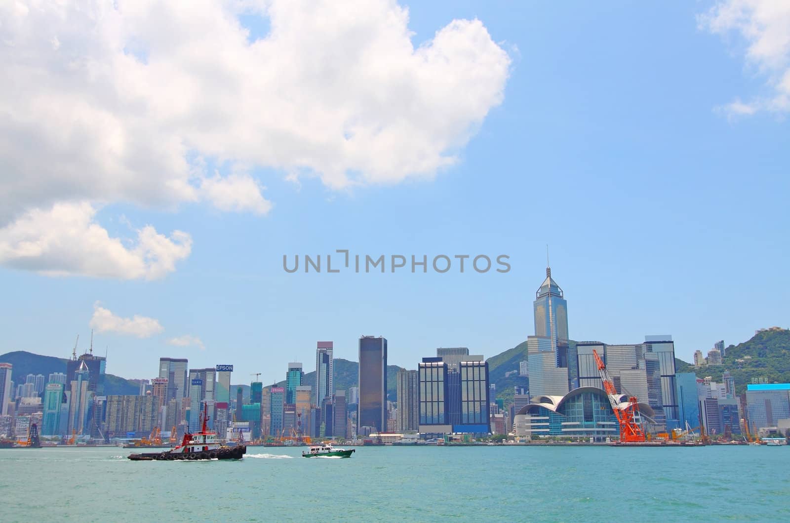 Hong Kong at day with moving clouds