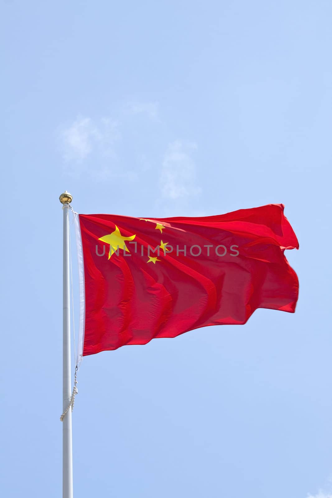 China flag in blue sky