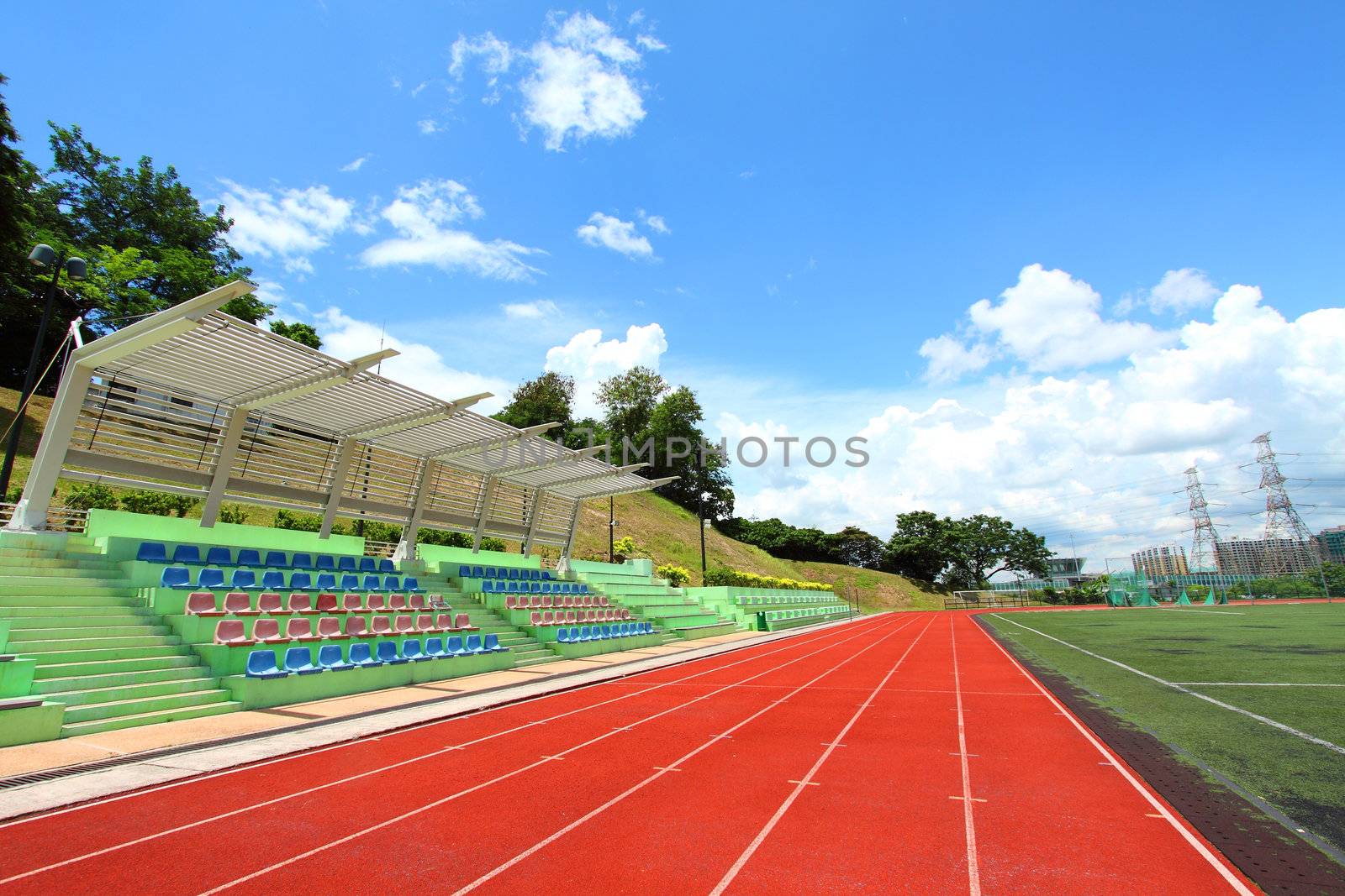 Stadium chairs and running tracks