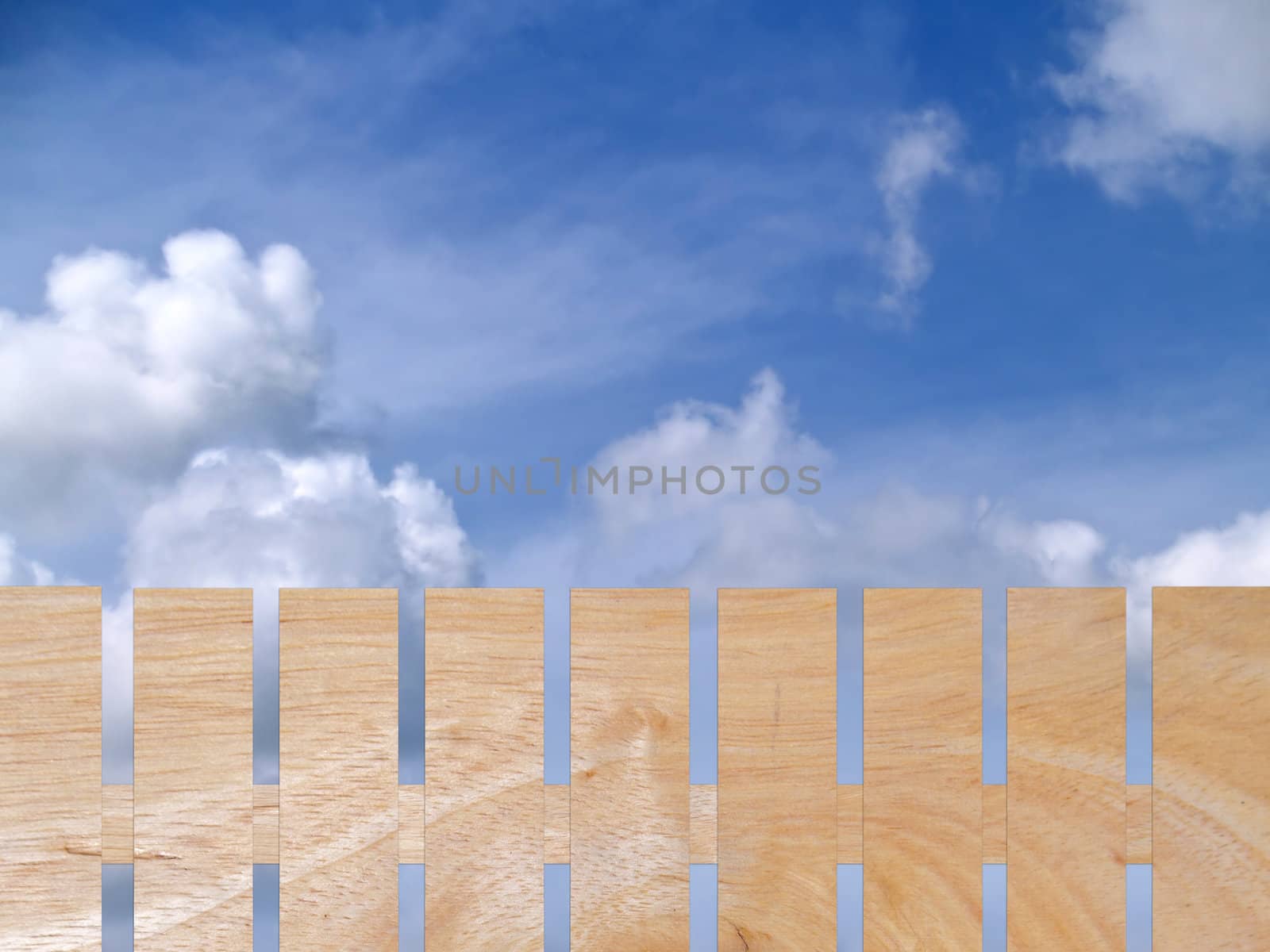 Wooden fence with texture detail and sky