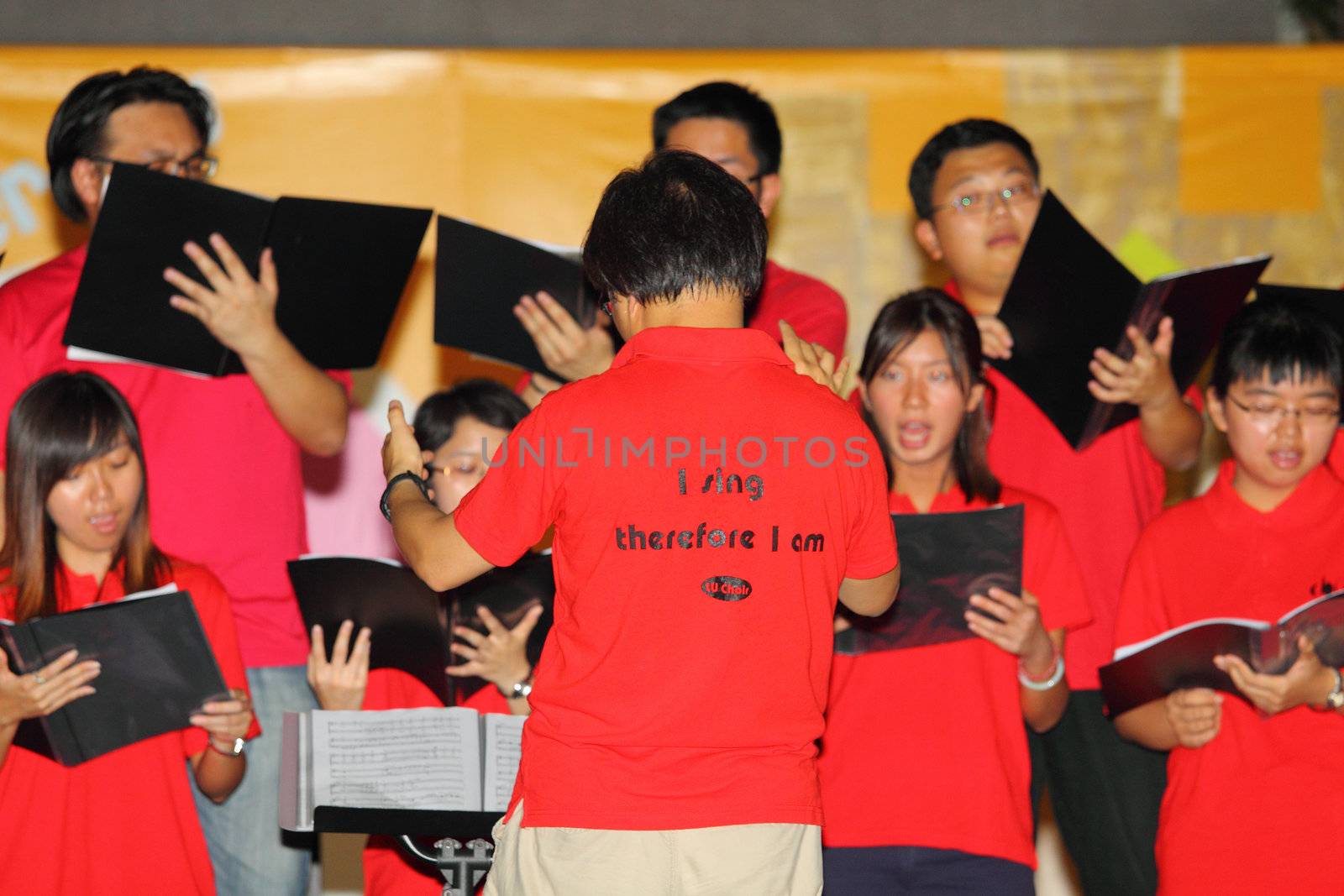 HONG KONG - 24 AUG, Lingnan University holds new student orientation every year to welcome freshmen on 24 August, 2011, Hong Kong. Christian Choir gives a singing performance. 
