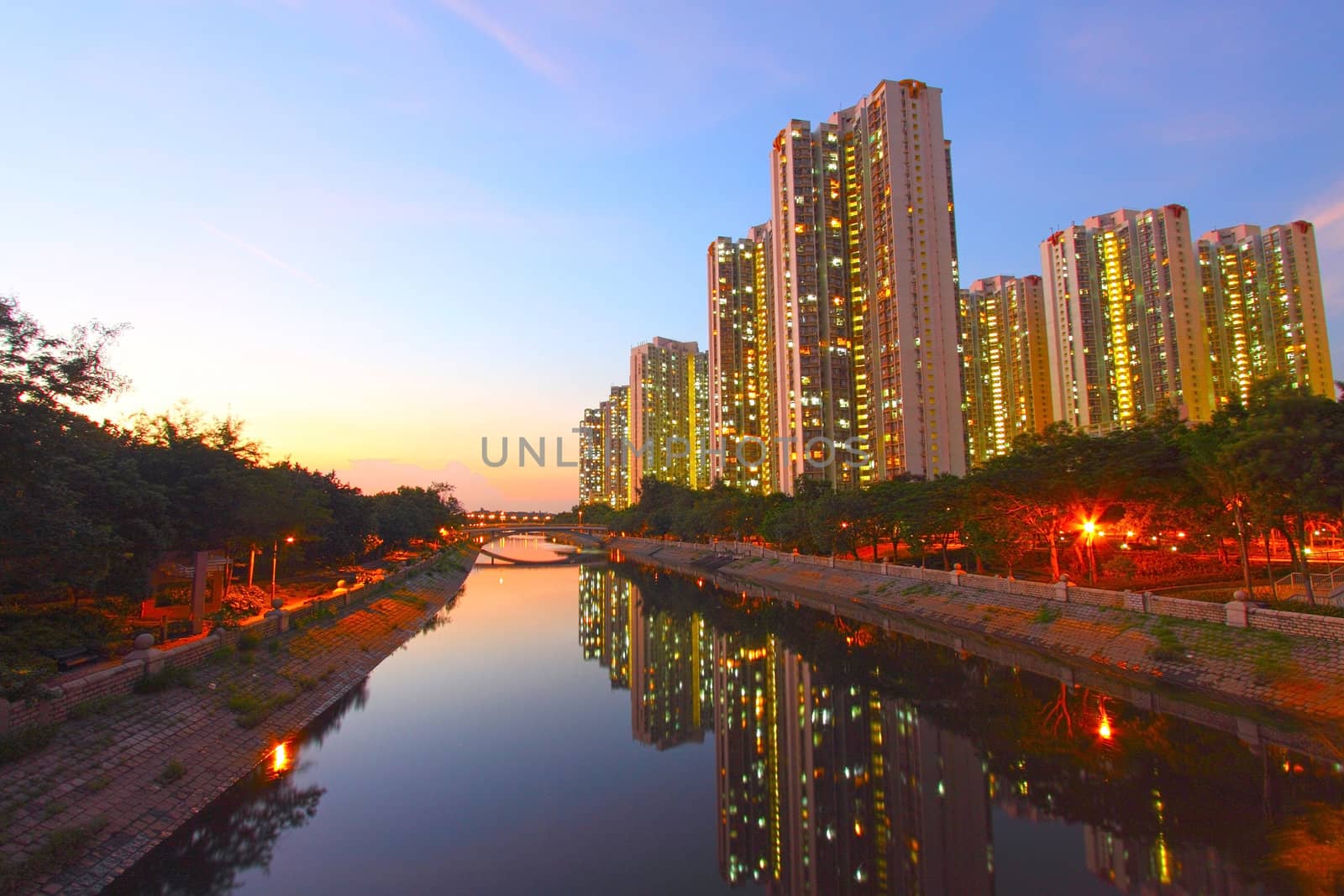 Tin Shui Wai at night, Hong Kong. It is one of the newest distri by kawing921