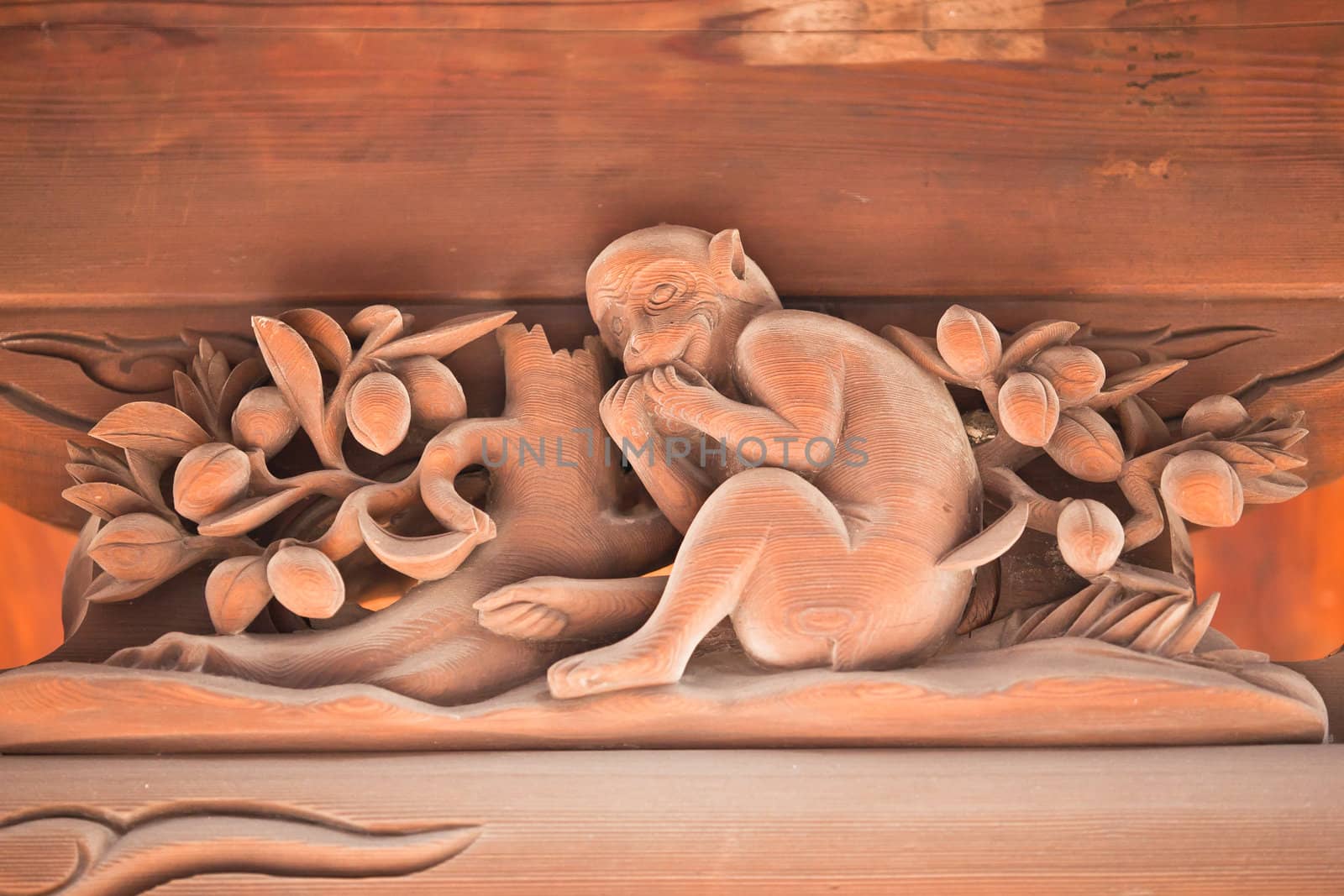 Wood carving at Japanese temple.