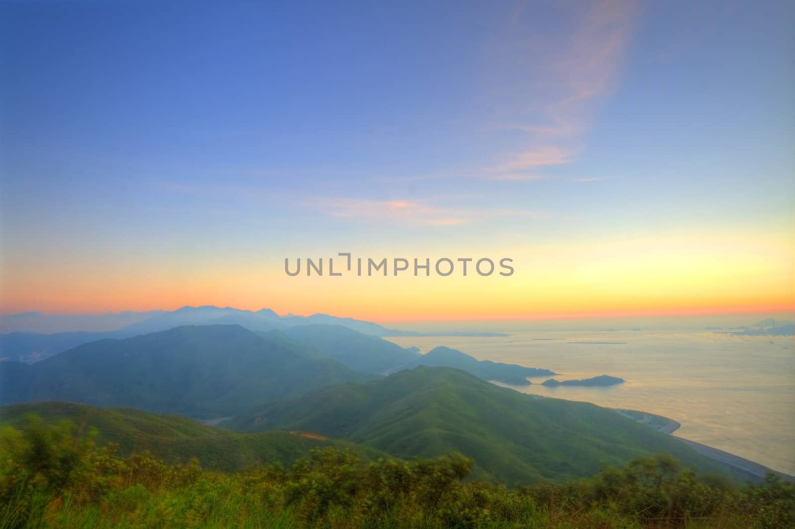 Majestic mountain landscape at sunset  by kawing921