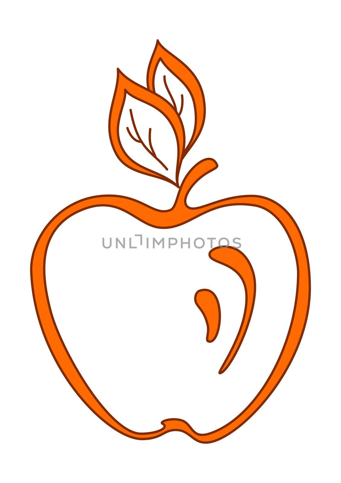 Orange apple, autumn fruit, silhouette. Symbolical image