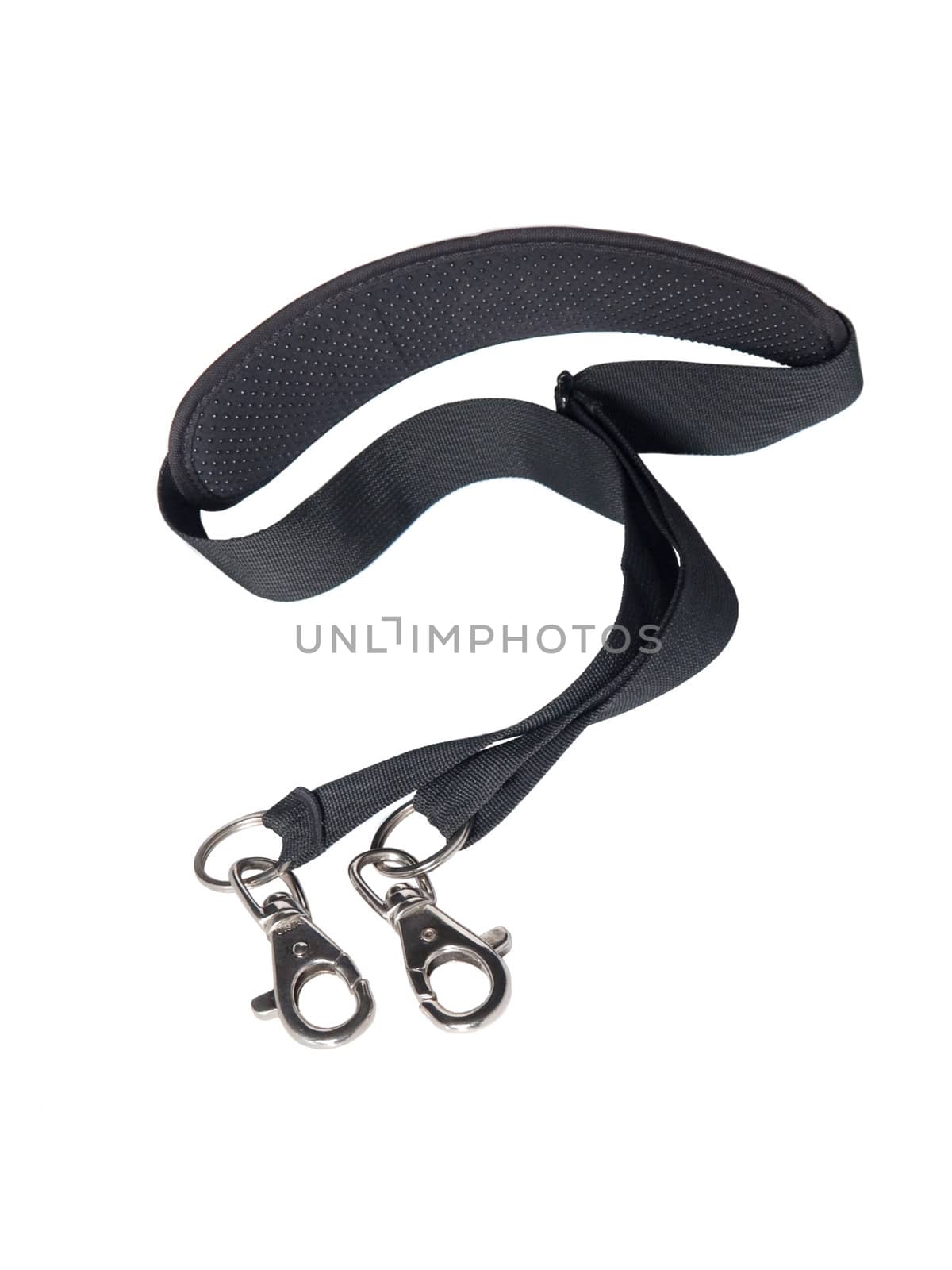 Shoulder strap with hooks on white background