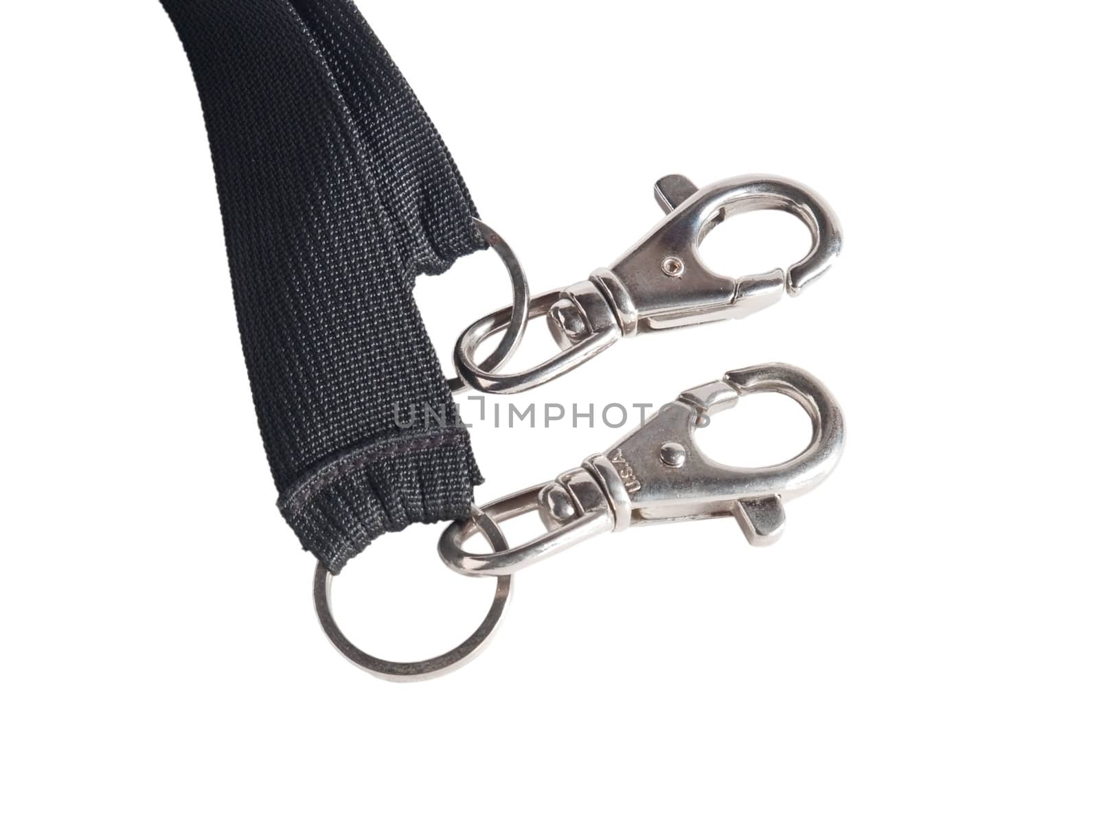 Shoulder strap with hooks on white background