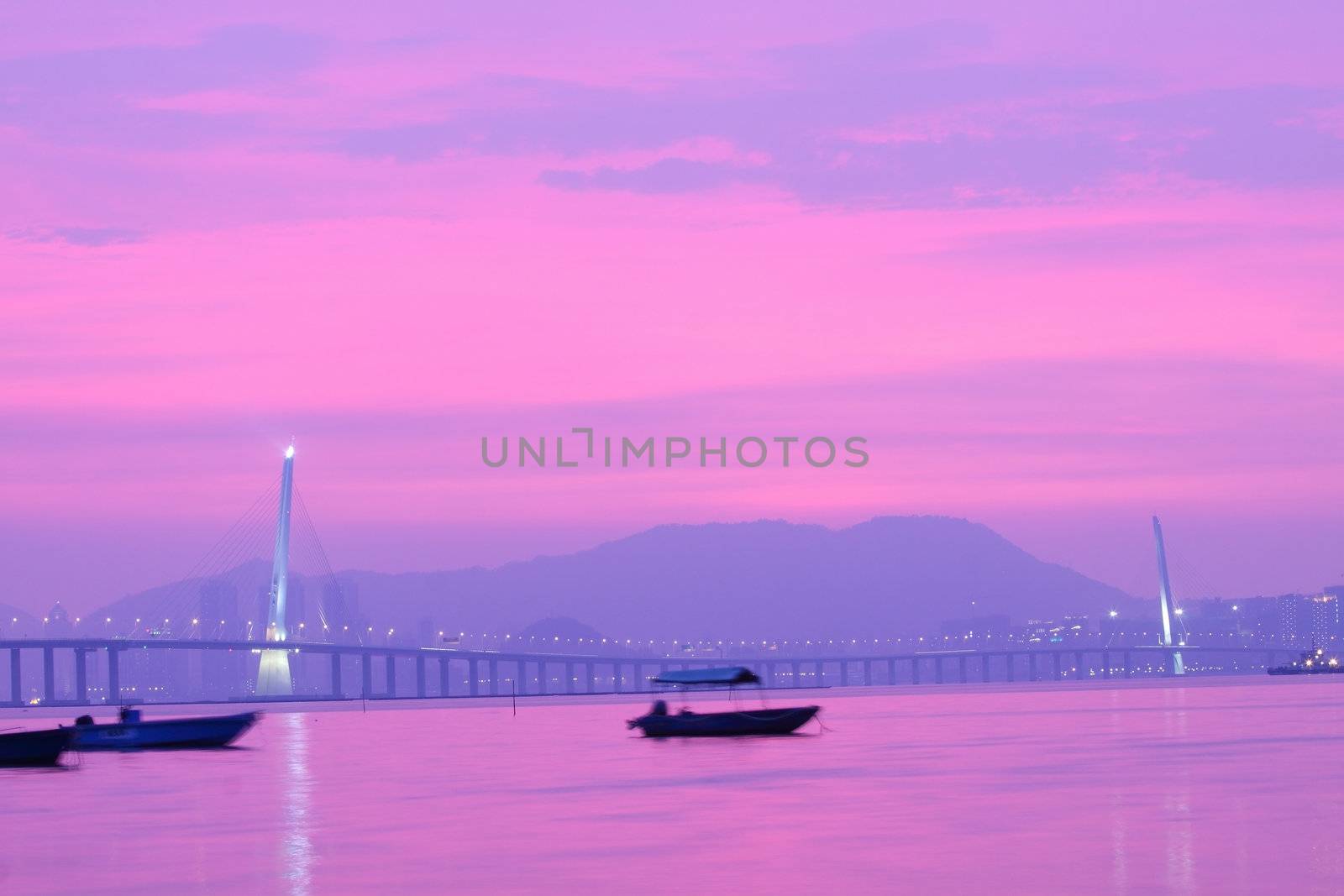 Kong Sham Western Highway in Hong Kong at sunset time by kawing921