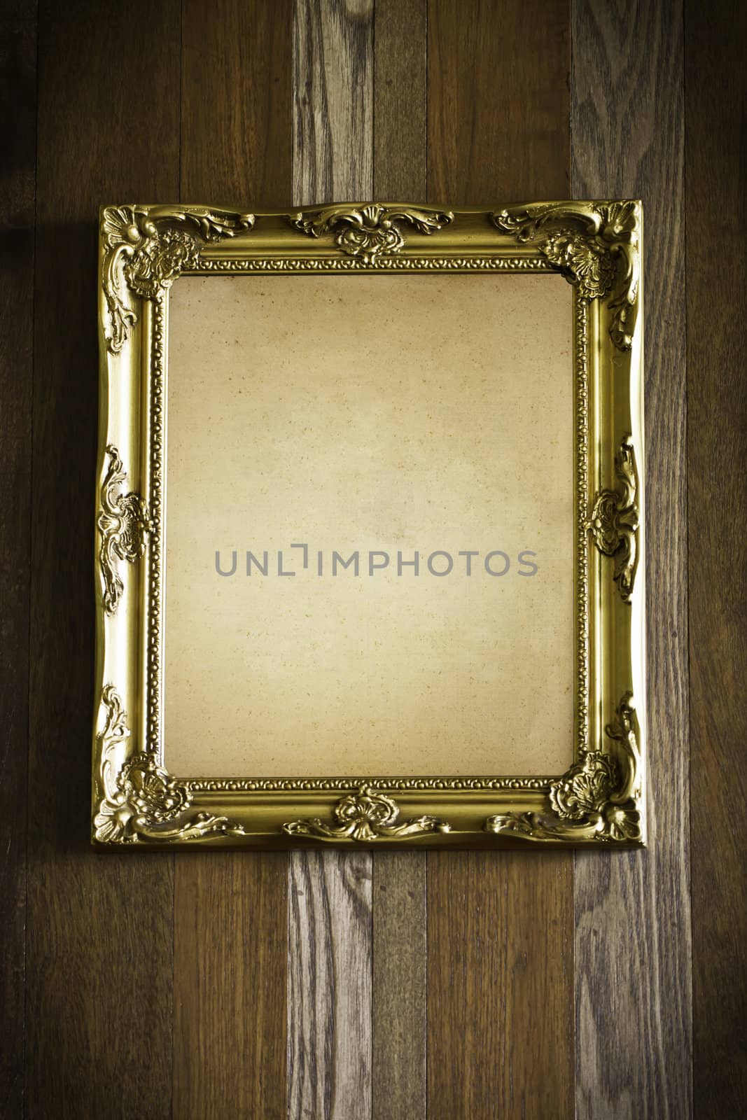 Photo frame on wood texture by Suriyaphoto