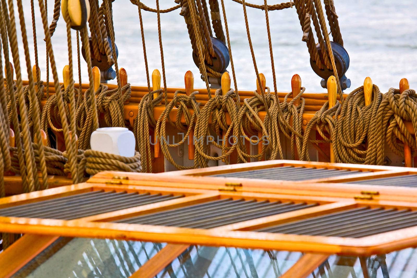 Ropes and Rigging on a sail ship 